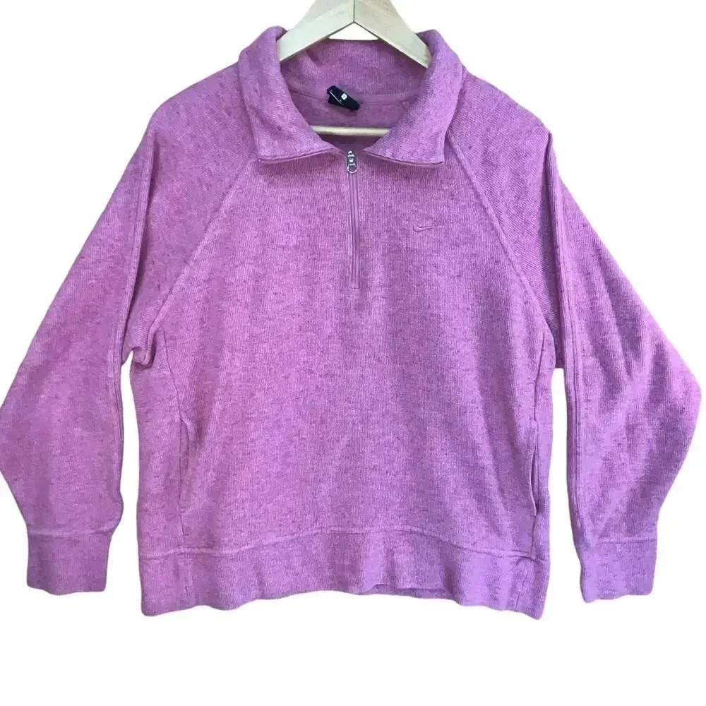 Nike Women’s Pink Half Zip Anorak Loungewear Casual Pullover Sweater Large